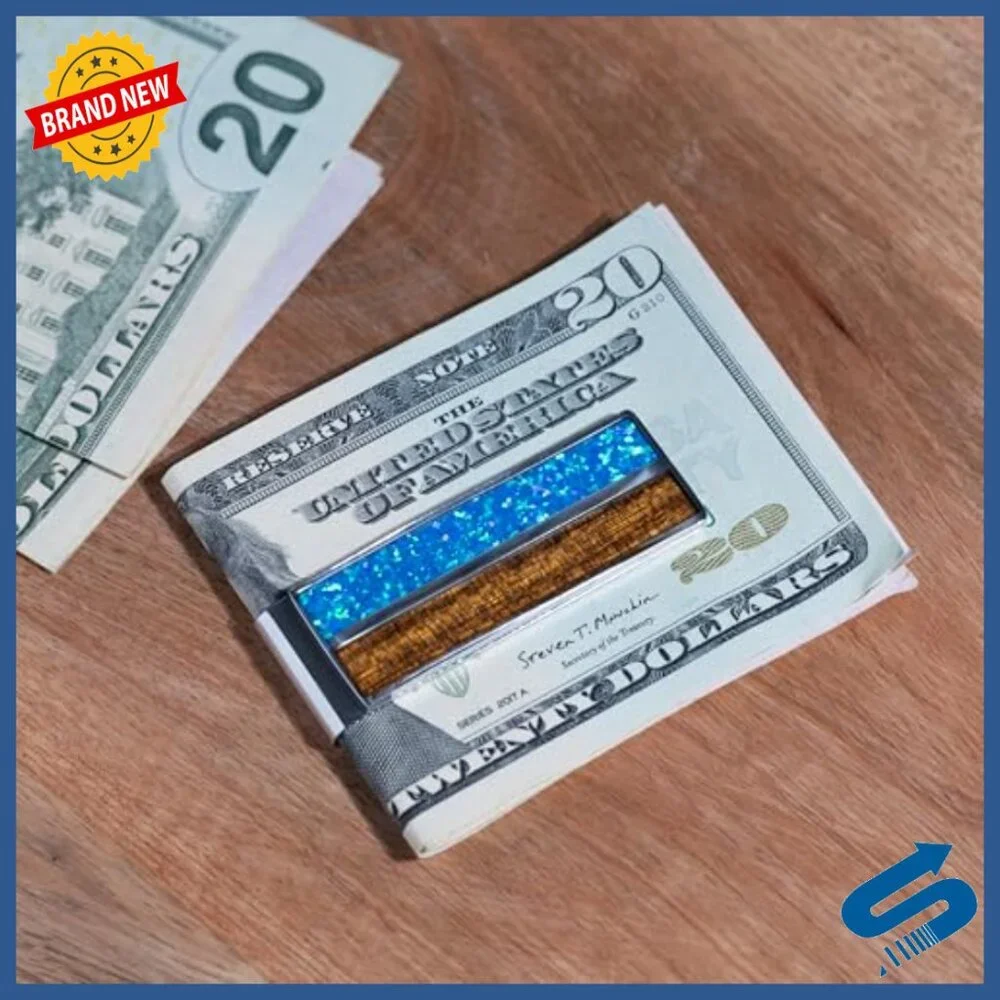 Koa Wood Money Clip Stainless Steel Slim Wallet Alternative Men's Accessory